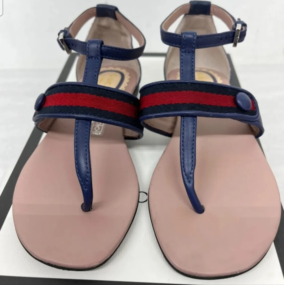 GUCCI Girl's Blue Web Sandals Sz 28, US 11